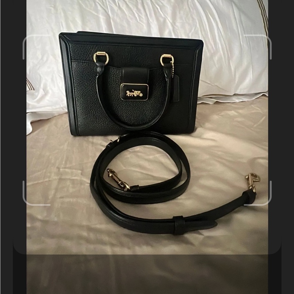 Coach Black and Gold Satchel with Structured Design